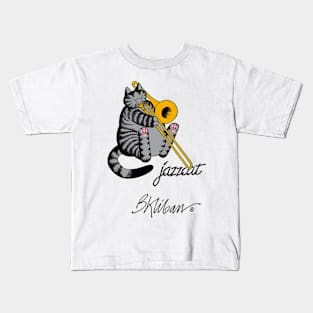 B Kliban Cat - cat plays saxophone Kids T-Shirt